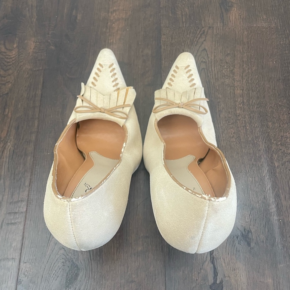 Carlos by Carlos Santana Heels Womens 7 cream Tan Brown Leather pumps shoe sexy - Picture 5 of 6